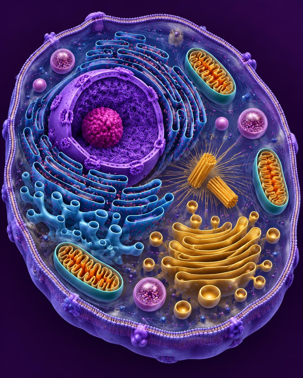 Accurate cross-section diagram of a eukaryotic animal cell showing its organelles